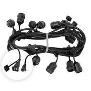 E26 - Medium Light Patio Stringer with Drops, Length, 10 Amp SJTW Black Wire