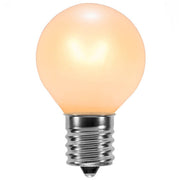 G30 Pearl White Triple Dipped Transparent Globe Lights, E12 - Candelabra Base