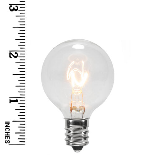 G40 Clear Transparent Globe Lights, E12 - Candelabra Base