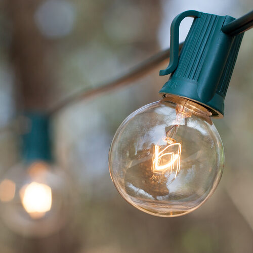 G40 Clear Transparent Globe Lights, E17 - Intermediate Base