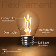 G45 Transparent Glass Warm White FlexFilament Globe Light LED Edison Bulbs
