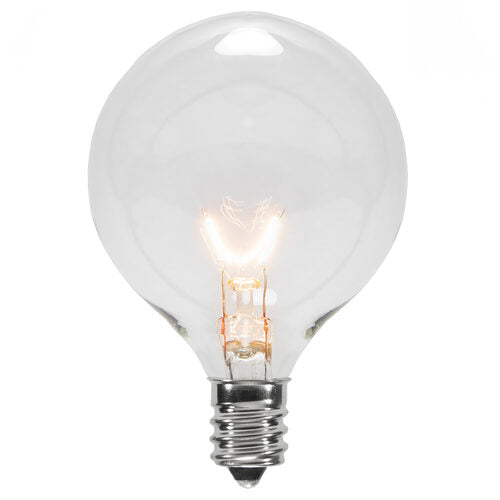 G50 Clear Transparent Globe Lights, E12 - Candelabra Base