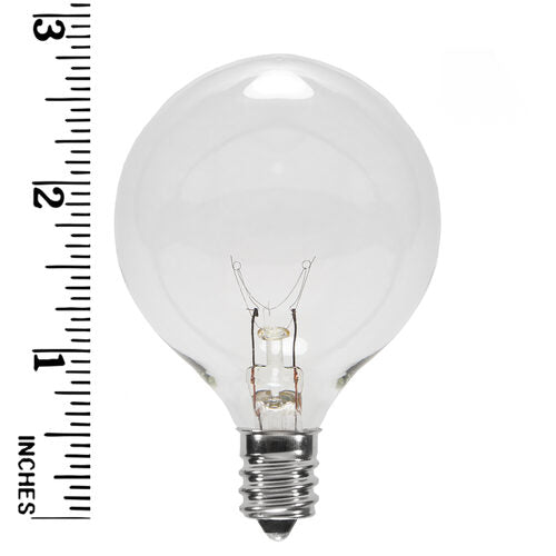 G50 Clear Transparent Globe Lights, E12 - Candelabra Base