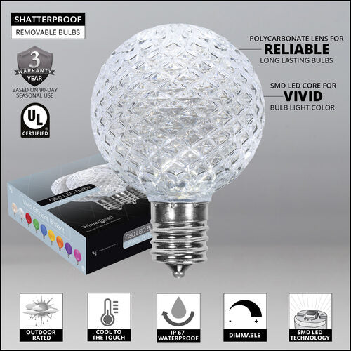 G50 Cool White OptiCore® LED Globe Light Bulbs, E17 - Intermediate Base