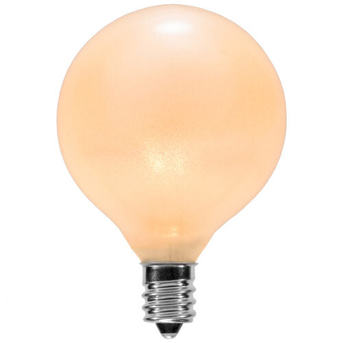 G50 Pearl White Triple Dipped Transparent Globe Lights, E12 - Candelabra Base