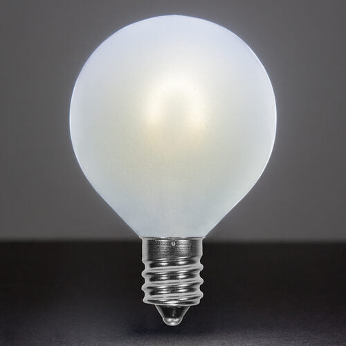 G50 Satin Glass Cool White FlexFilament Globe Light LED Edison Bulbs, E12 - Candelabra Base