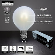 G50 Satin Glass Cool White FlexFilament Globe Light LED Edison Bulbs, E12 - Candelabra Base