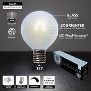 G50 Satin Glass Cool White FlexFilament Globe Light LED Edison Bulbs, E17 - Intermediate Base