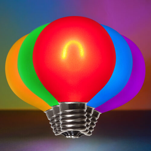 G50 Satin Glass Multicolor FlexFilament Globe Light LED Edison Bulbs, E17 - Intermediate Base