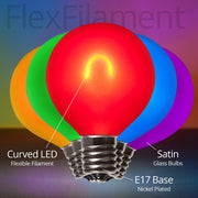 G50 Satin Glass Multicolor FlexFilament Globe Light LED Edison Bulbs, E17 - Intermediate Base