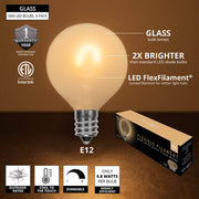 G50 Satin Glass Warm White FlexFilament Globe Light LED Edison Bulbs, E12 - Candelabra Base
