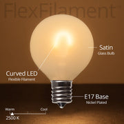 G50 Satin Glass Warm White FlexFilament Globe Light LED Edison Bulbs, E17 - Intermediate Base