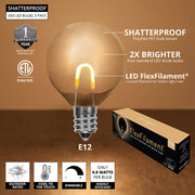 G50 Shatterproof Warm White FlexFilament TM Globe Light LED Edison Bulbs, E12 Base