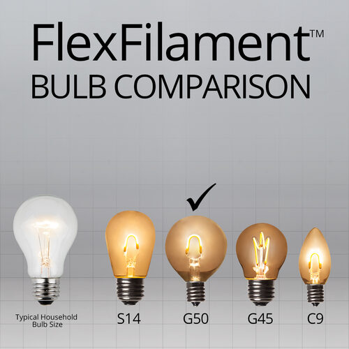 G50 Shatterproof Warm White FlexFilament TM Globe Light LED Edison Bulbs, E17 Base