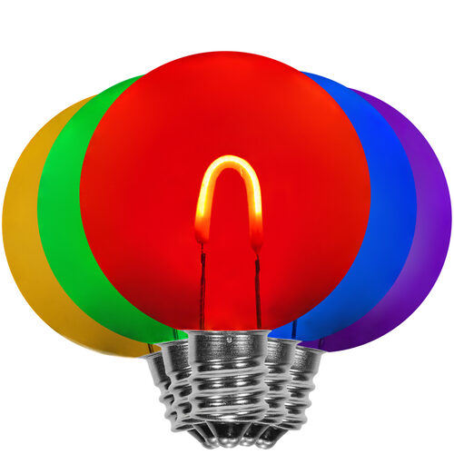 G50 Transparent Acrylic Multicolor FlexFilament Globe Light LED Edison Bulbs, E12 - Candelabra Base