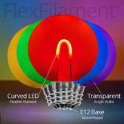 G50 Transparent Acrylic Multicolor FlexFilament Globe Light LED Edison Bulbs, E12 - Candelabra Base