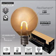 G50 Warm White FlexFilament Shatterproof Garden LED Pathway Lights, 25 Lights, 7.5 Inch Stakes, 25'