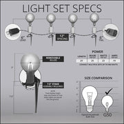 G50 Warm White FlexFilament Shatterproof Garden LED Pathway Lights, 25 Lights, 7.5 Inch Stakes, 25'