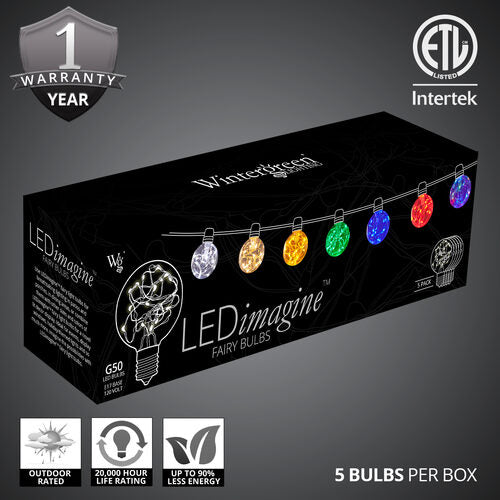 G50 Warm White LEDimagineTM Fairy Light Bulbs, E17 - Intermediate Base