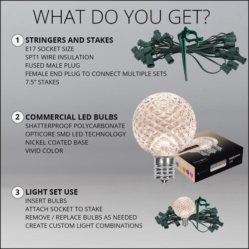 G50 Warm White OptiCore Garden LED Pathway Lights, 25 Lights, 7.5 Inch Stakes, 25'