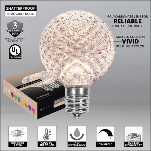 G50 Warm White OptiCore® LED Globe Light Bulbs, E17 - Intermediate Base