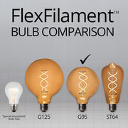 G95 Transparent Glass Warm White FlexFilament Globe Light LED Edison Bulbs