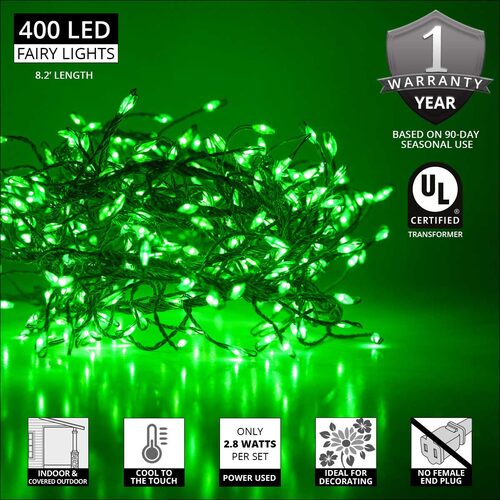 Green LED Fairy Lights, Green Wire