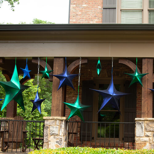 Green Metallic Unlit Fold Flat Commercial Star