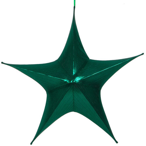 Green Metallic Unlit Fold Flat Commercial Star