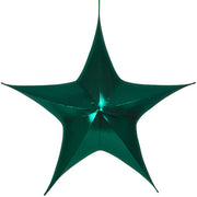 Green Metallic Unlit Fold Flat Commercial Star