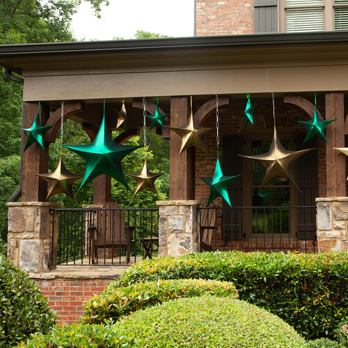 Green Metallic Unlit Fold Flat Commercial Star