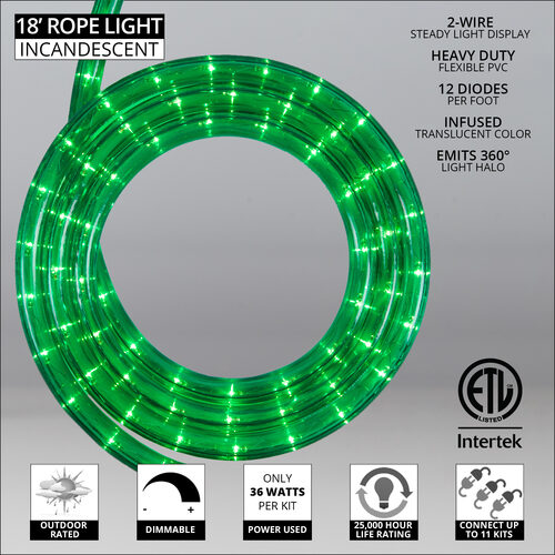 Green Rope Light, 18 ft
