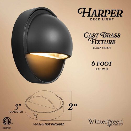 Harper Low Voltage Landscape Lighting Deck Light, Black