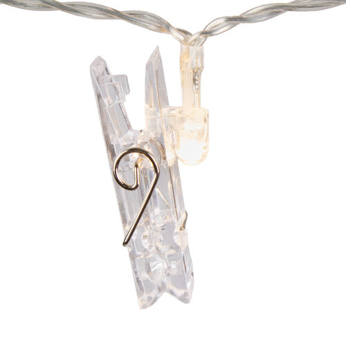 LED Clothes Pin String Lights, 10 Warm White Lights