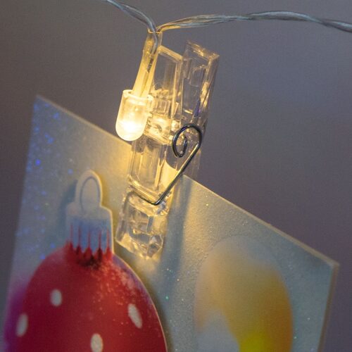 LED Clothes Pin String Lights, 10 Warm White Lights