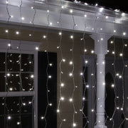 LED Curtain Lights, 150 Cool White 5mm Lights on White Wire