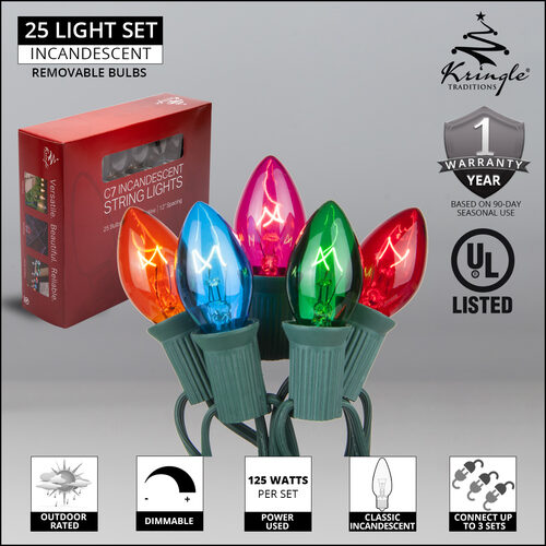 Multicolor C7 Lights on Green Wire