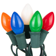 Opaque Multicolor C7 Lights on Green Wire