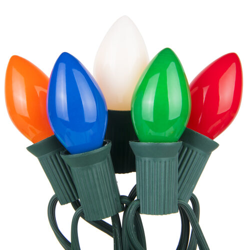 Opaque Multicolor C7 Lights on Green Wire