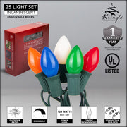 Opaque Multicolor C7 Lights on Green Wire