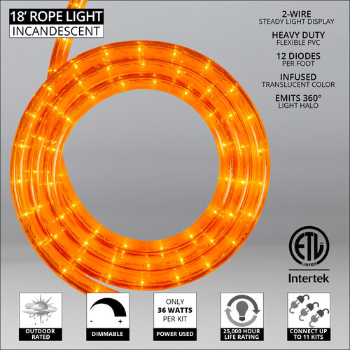 Orange Rope Light, 18 ft