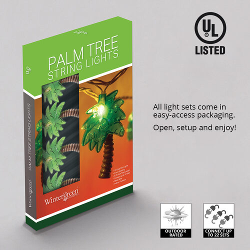 Palm Tree String Lights, 10 Clear Lights