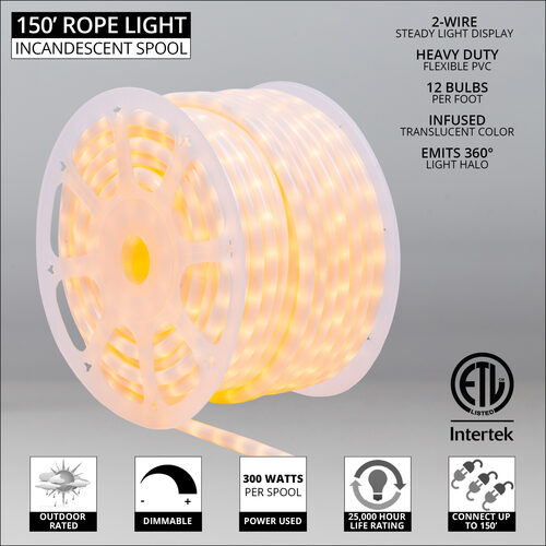 Pearl White Rope Light, 150 ft