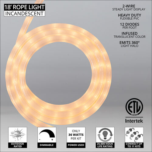 Pearl White Rope Light, 18 ft