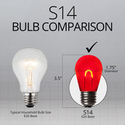 S14 Shatterproof Red FlexFilament TM LED Bulbs