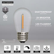S14 Shatterproof Warm White Straight Filament LED Bulbs, 25-Pack