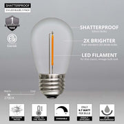 S14 Shatterproof Warm White Straight Filament LED Bulbs, 5 Pack