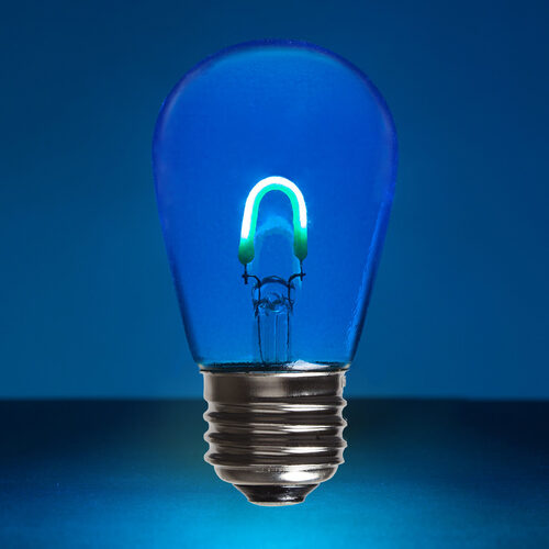 S14 Transparent Glass Blue FlexFilament LED Bulbs