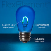 S14 Transparent Glass Blue FlexFilament LED Bulbs