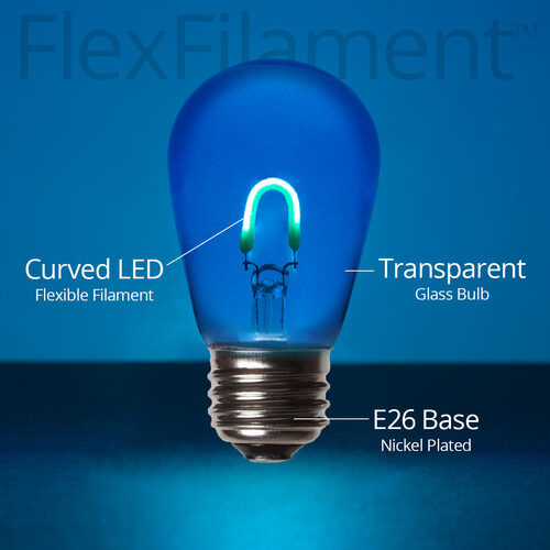 S14 Transparent Glass Blue FlexFilament LED Bulbs